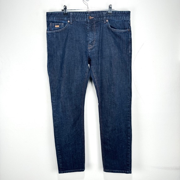 Hugo Boss Maine3 Jeans Dark Blue Denim Straight Regular Stretch Sz 36x32 (37x29) - Picture 1 of 13